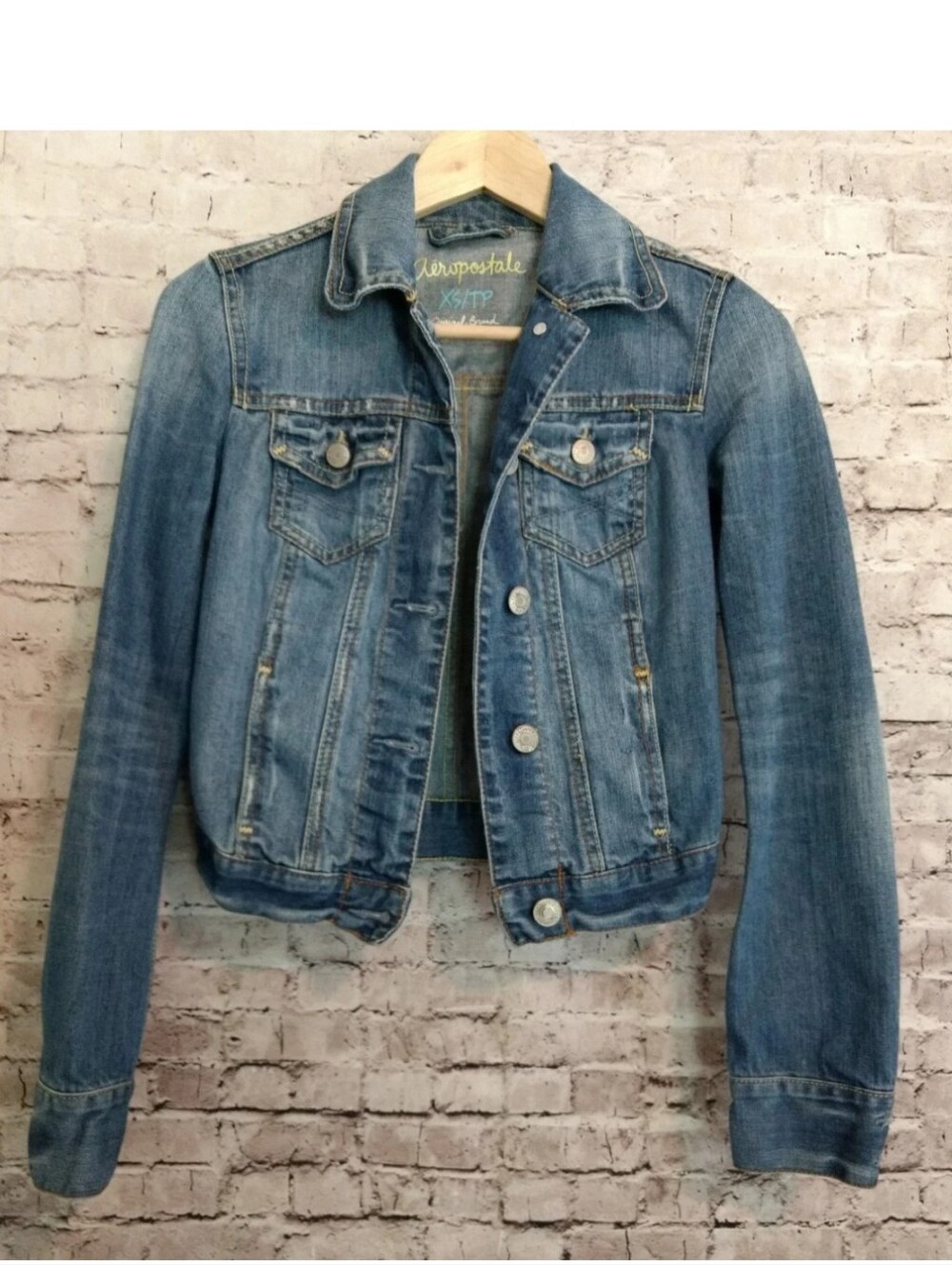 Aeropostale Distressed Denim Jean Jacket XS